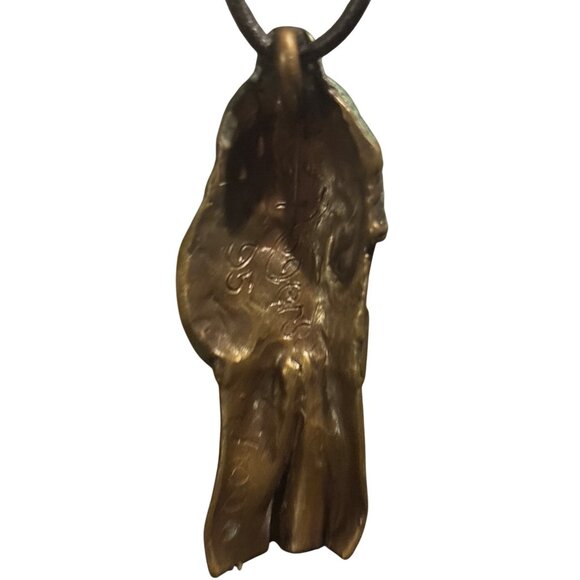 Rare Roger Robert Bronze & Green Patina Woman Spirit Warrior Pendant Necklace - Picture 7 of 16